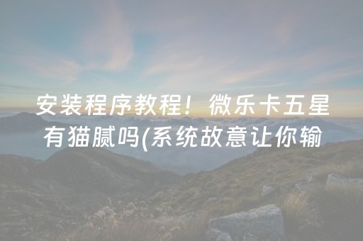 安装程序教程！微乐卡五星有猫腻吗(系统故意让你输)