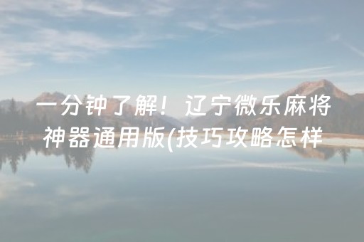一分钟了解！辽宁微乐麻将神器通用版(技巧攻略怎样拿好牌)