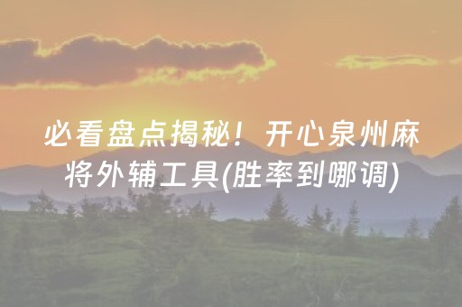 必看盘点揭秘！开心泉州麻将外辅工具(胜率到哪调)