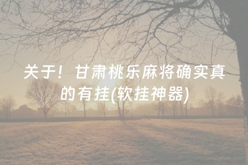 关于！甘肃桃乐麻将确实真的有挂(软挂神器)