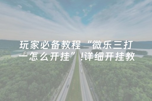 玩家必备教程“微乐三打一怎么开挂”!详细开挂教程-抖音