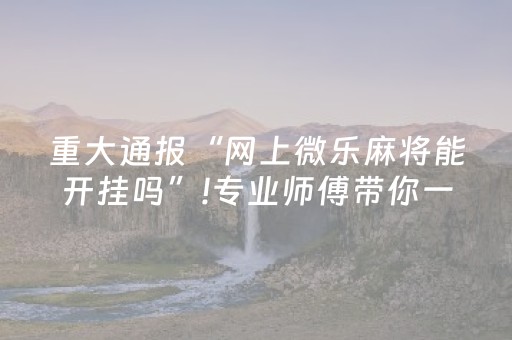 重大通报“网上微乐麻将能开挂吗”!专业师傅带你一起了解（详细教程）-抖音