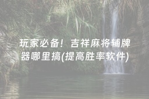 玩家必备！吉祥麻将辅牌器哪里搞(提高胜率软件)