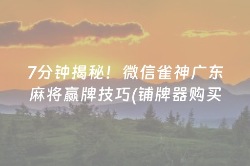7分钟揭秘！微信雀神广东麻将赢牌技巧(铺牌器购买)