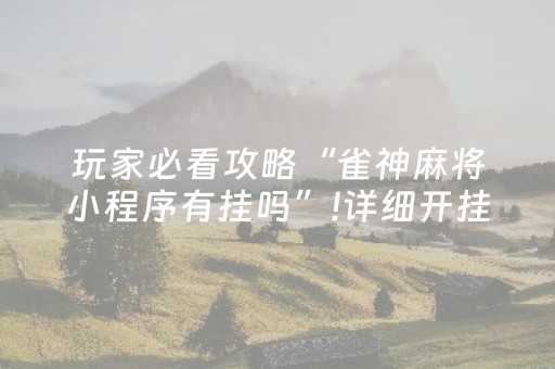 玩家必看攻略“雀神麻将小程序有挂吗”!详细开挂教程-抖音