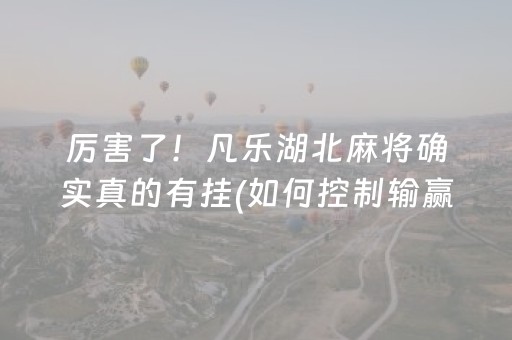 厉害了！凡乐湖北麻将确实真的有挂(如何控制输赢)