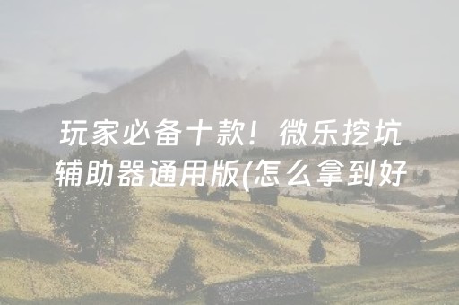 玩家必备十款！微乐挖坑辅助器通用版(怎么拿到好牌)