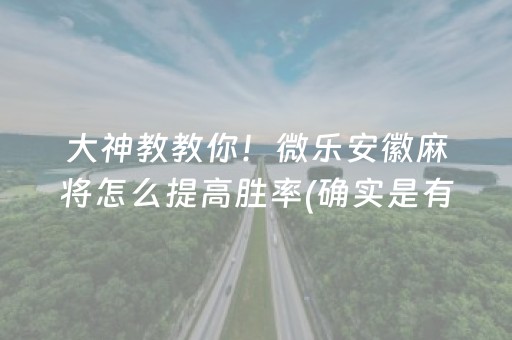 大神教教你！微乐安徽麻将怎么提高胜率(确实是有挂的)
