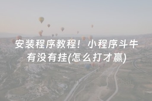安装程序教程！小程序斗牛有没有挂(怎么打才赢)