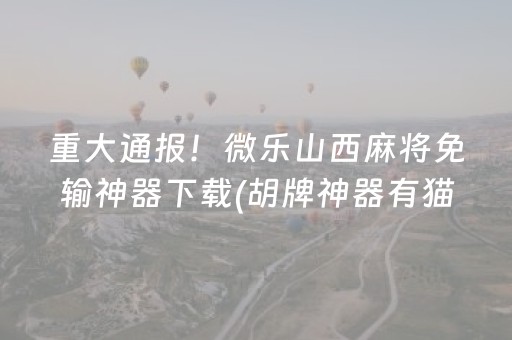 重大通报！微乐山西麻将免输神器下载(胡牌神器有猫腻吗)