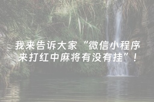 我来告诉大家“微信小程序来打红中麻将有没有挂”!专业师傅带你一起了解（详细教程）-抖音