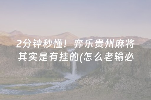 2分钟秒懂！弈乐贵州麻将其实是有挂的(怎么老输必备神器)