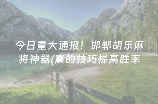 今日重大通报！邯郸胡乐麻将神器(赢的技巧提高胜率)