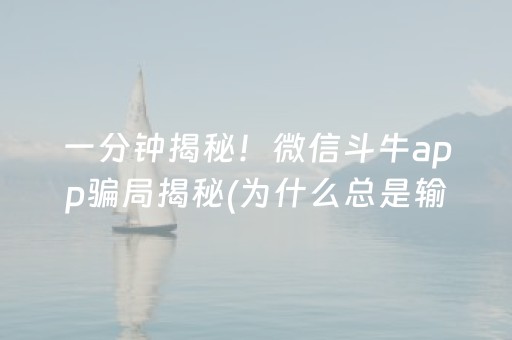 一分钟揭秘！微信斗牛app骗局揭秘(为什么总是输)