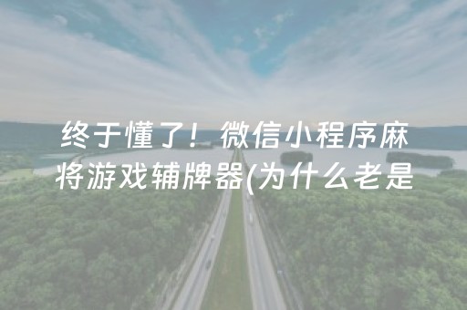 终于懂了！微信小程序麻将游戏辅牌器(为什么老是输呢)
