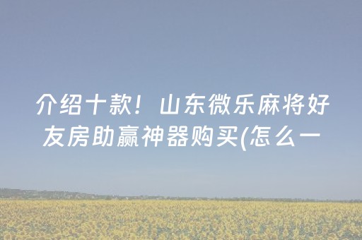 介绍十款！山东微乐麻将好友房助赢神器购买(怎么一直赢)