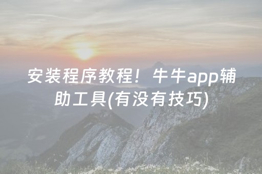 安装程序教程！牛牛app辅助工具(有没有技巧)