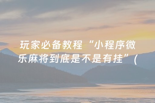 玩家必备教程“小程序微乐麻将到底是不是有挂”(原来真的有挂)-抖音