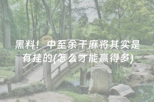 黑料！中至余干麻将其实是有挂的(怎么才能赢得多)