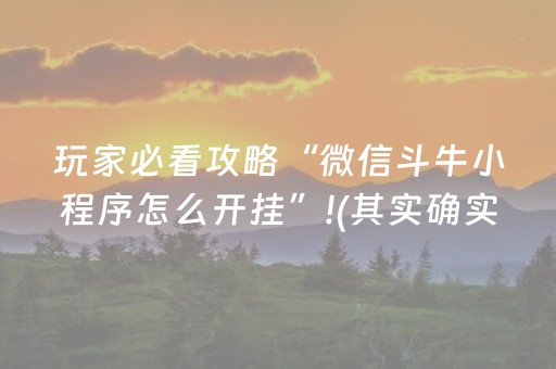玩家必看攻略“微信斗牛小程序怎么开挂”!(其实确实有挂)-抖音