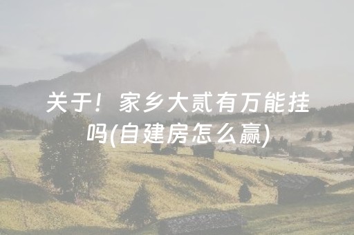关于！家乡大贰有万能挂吗(自建房怎么赢)