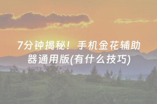 7分钟揭秘！手机金花辅助器通用版(有什么技巧)