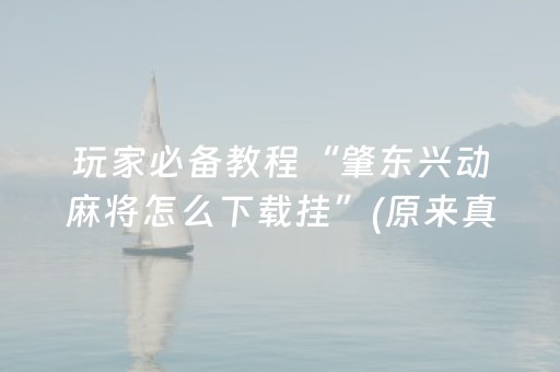 玩家必备教程“肇东兴动麻将怎么下载挂”(原来真的有挂)-抖音