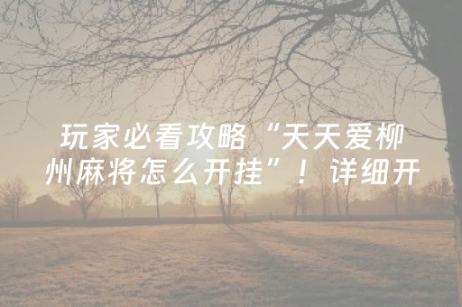 玩家必看攻略“天天爱柳州麻将怎么开挂”！详细开挂教程（确实真的有挂)-抖音