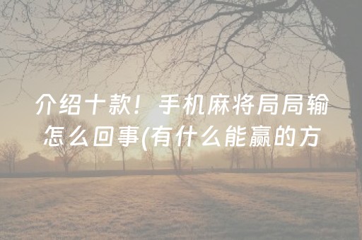 介绍十款！手机麻将局局输怎么回事(有什么能赢的方法)
