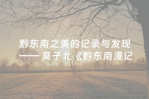 黔东南之美的记录与发现 —— 莫子北《黔东南漫记》序