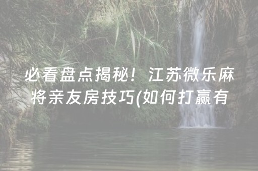 必看盘点揭秘！江苏微乐麻将亲友房技巧(如何打赢有插件吗)