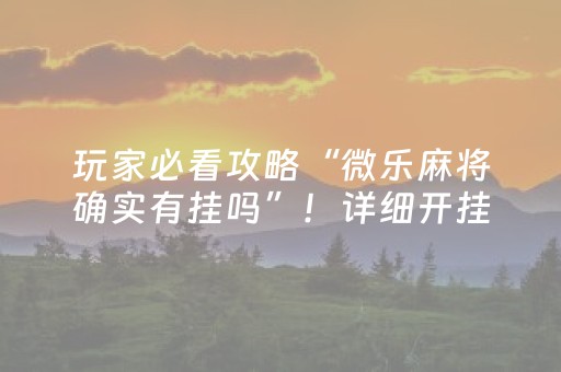 玩家必看攻略“微乐麻将确实有挂吗”！详细开挂教程（确实真的有挂)-抖音