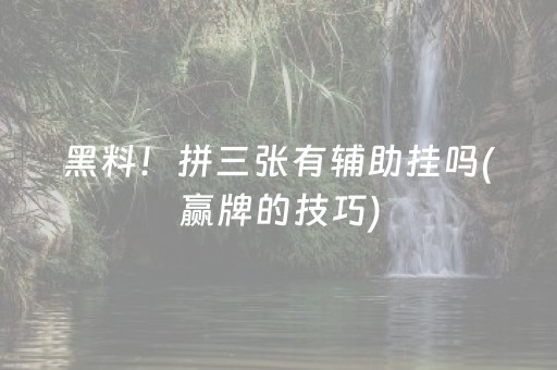 黑料！拼三张有辅助挂吗(赢牌的技巧)