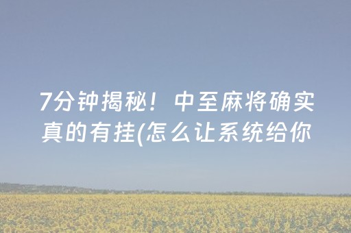 7分钟揭秘！中至麻将确实真的有挂(怎么让系统给你发好牌)