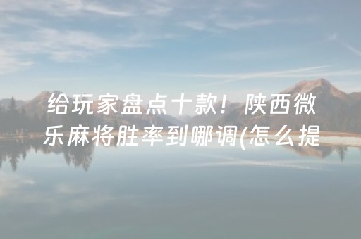 给玩家盘点十款！陕西微乐麻将胜率到哪调(怎么提高胜率)