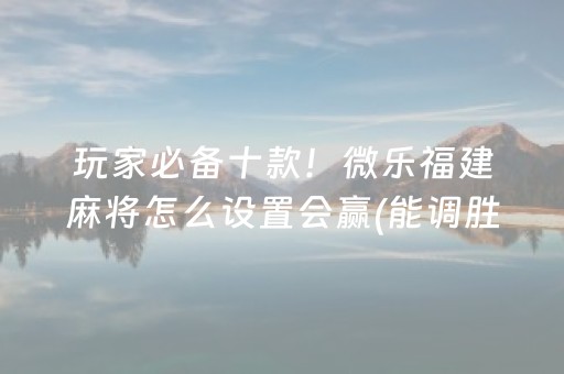 玩家必备十款！微乐福建麻将怎么设置会赢(能调胜率吗)