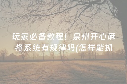 玩家必备教程！泉州开心麻将系统有规律吗(怎样能抓到好牌)