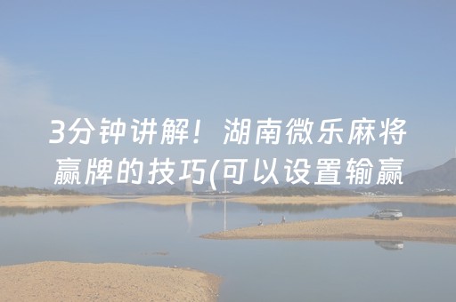 3分钟讲解！湖南微乐麻将赢牌的技巧(可以设置输赢吗)