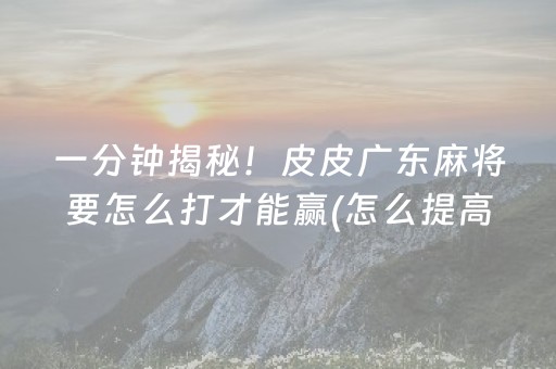 一分钟揭秘！皮皮广东麻将要怎么打才能赢(怎么提高胜率)
