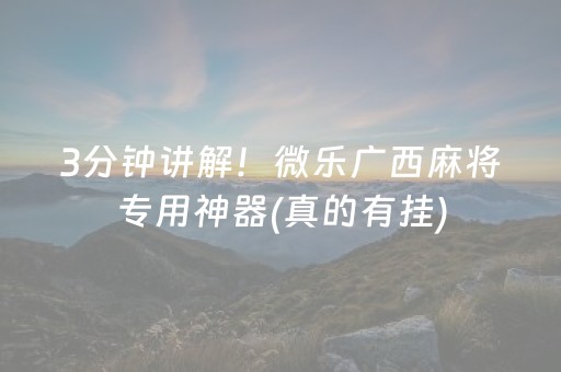 3分钟讲解！微乐广西麻将专用神器(真的有挂)