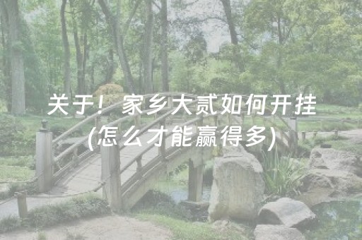 关于！家乡大贰如何开挂(怎么才能赢得多)