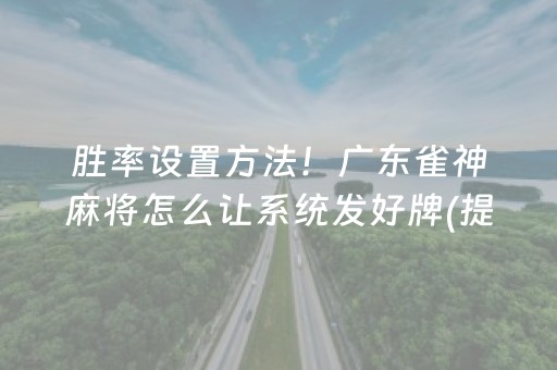 胜率设置方法！广东雀神麻将怎么让系统发好牌(提高胜率办法)