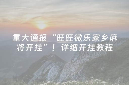 重大通报“旺旺微乐家乡麻将开挂”！详细开挂教程（确实真的有挂)-抖音