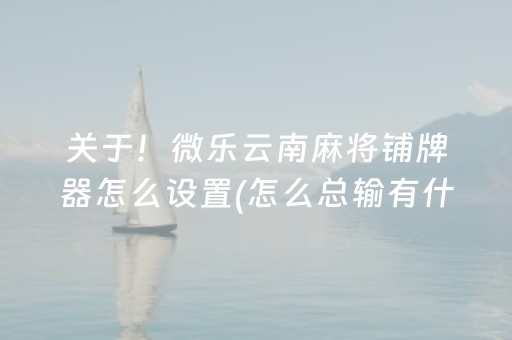 关于！微乐云南麻将铺牌器怎么设置(怎么总输有什么猫腻)