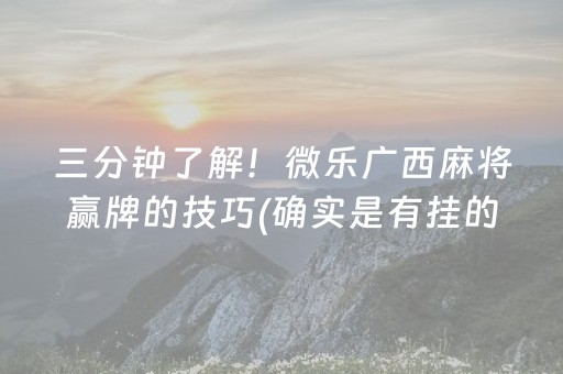 三分钟了解！微乐广西麻将赢牌的技巧(确实是有挂的)
