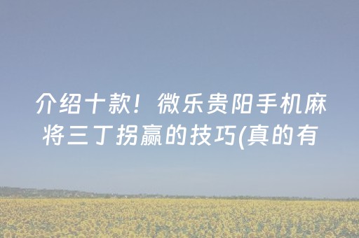 介绍十款！微乐贵阳手机麻将三丁拐赢的技巧(真的有挂)