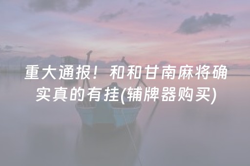 重大通报！和和甘南麻将确实真的有挂(辅牌器购买)