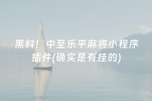 黑料！中至乐平麻将小程序插件(确实是有挂的)