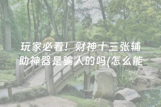 玩家必看！财神十三张辅助神器是骗人的吗(怎么能赢发牌规律)