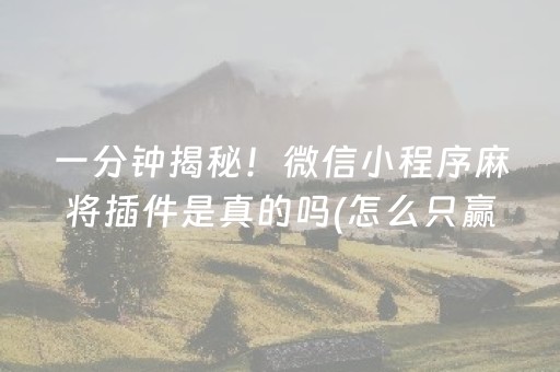 一分钟揭秘！微信小程序麻将插件是真的吗(怎么只赢不输)